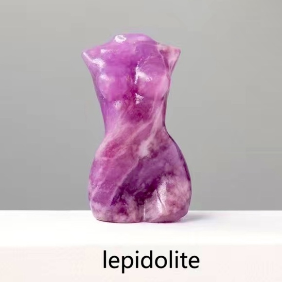 Other - Natural Gemstone Lepidolite Crystal Female Goddess Bust Torso Statue NEW